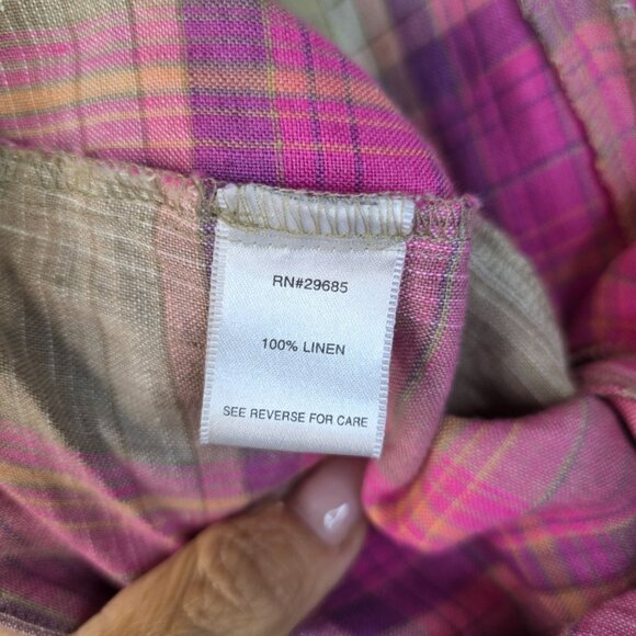 Pendleton Linen Madras Pink Plaid Pants Size 10 Vintage Deadstock Wrinkle Resist - Picture 6 of 10
